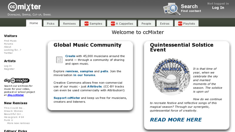 Scrrenshot von ccmixter.org
