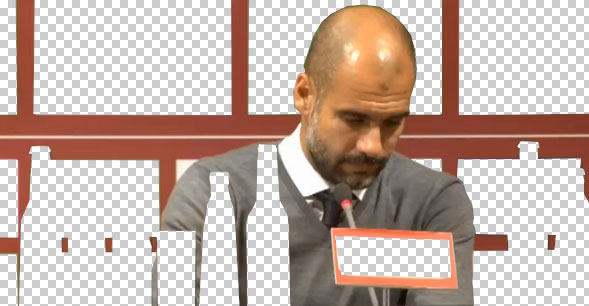 Das bleibt von Pep Guardiola übrig, wenn alle Werbung wegretouchiert ist.